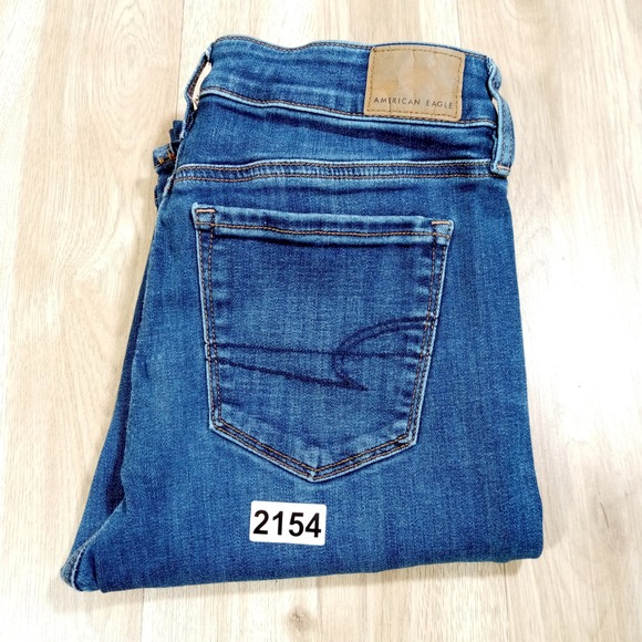 American Eagle Outfitters Hi Rise Skinny Kick Jeans Womens Size 4 Long Dark Wash - Picture 10 of 10